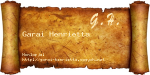 Garai Henrietta névjegykártya